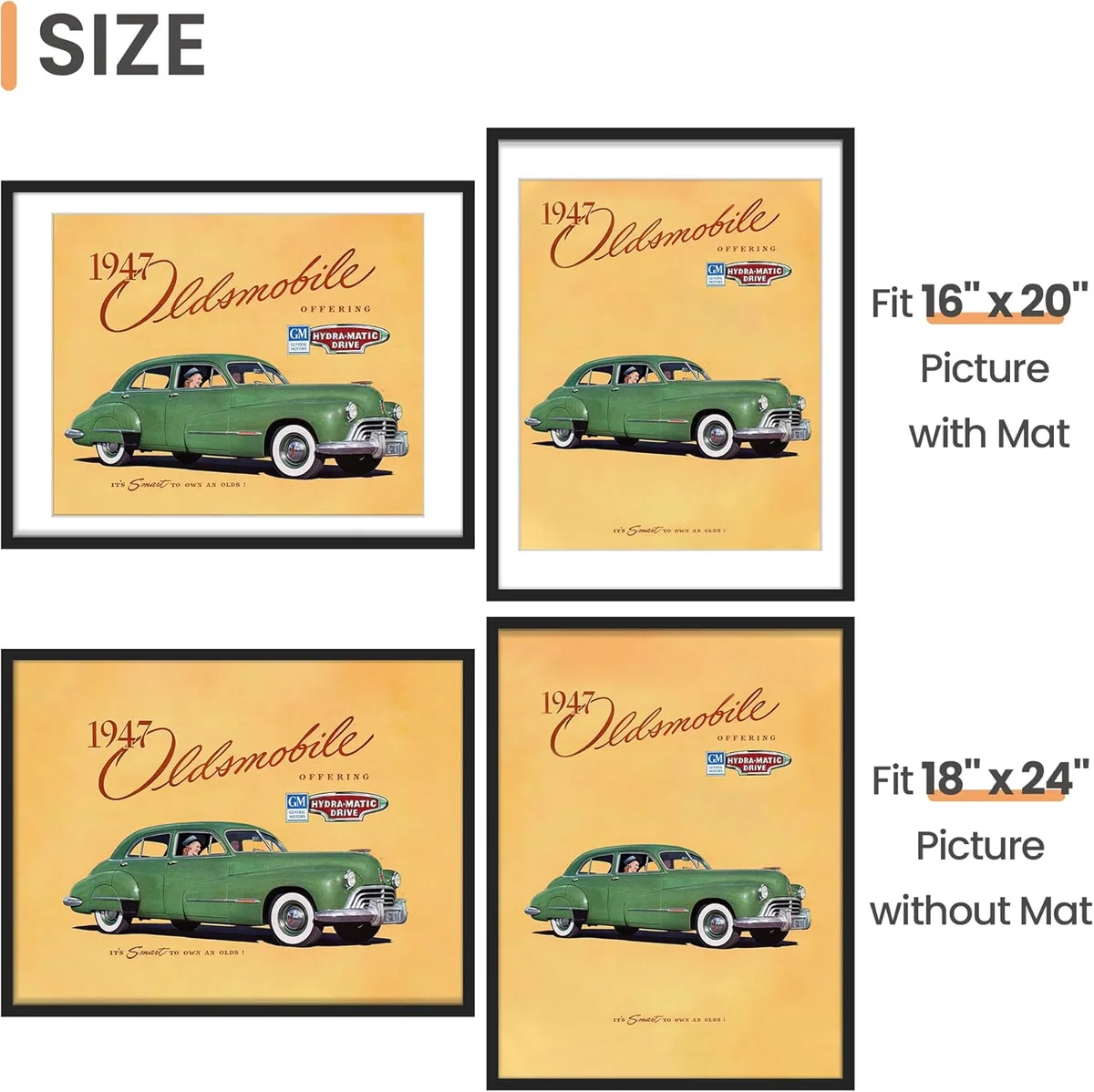 upsimples 18x24 Picture Frame 16x20 with Mat Black New image 3