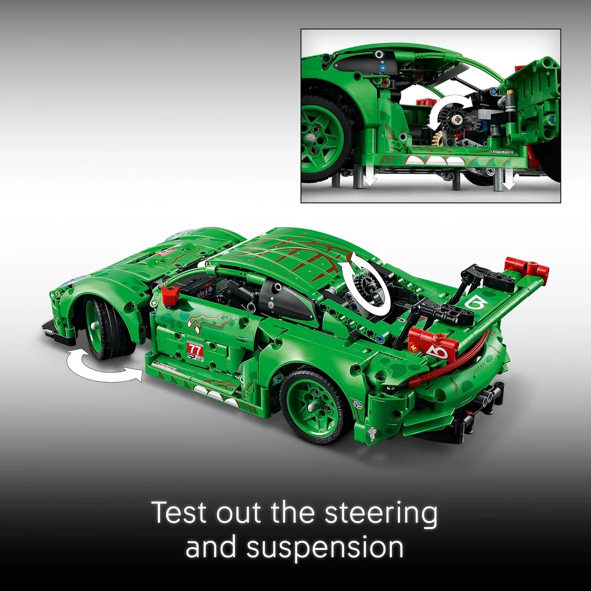 LEGO Porsche 911 GT3 R Rexy AO Racing Car Building Toy 42224 - Realistic Steering, 6-Cylinder Engine - Multicolor - New image 3
