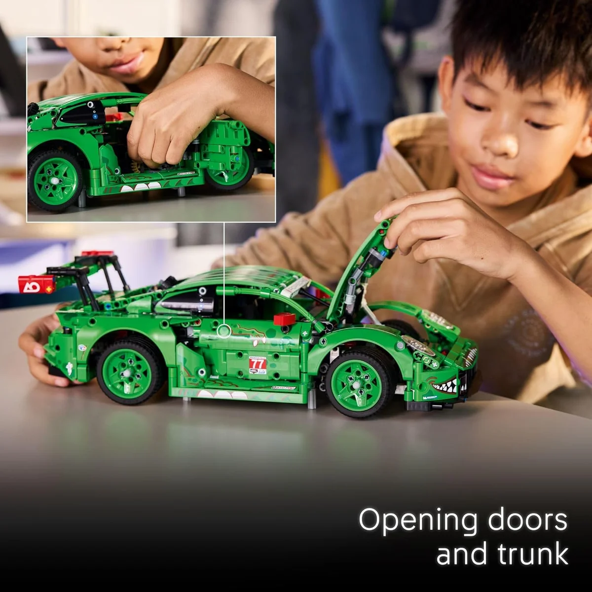 LEGO Porsche 911 GT3 R Rexy AO Racing Car Building Toy 42224 - Realistic Steering, 6-Cylinder Engine - Multicolor - New image 5