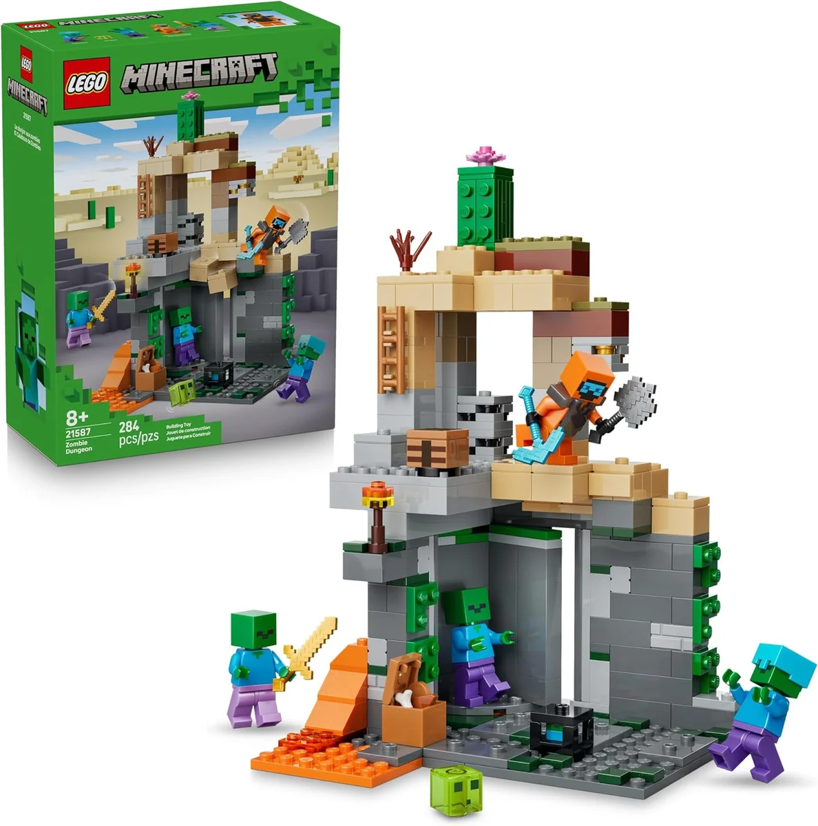 LEGO Minecraft Zombie Dungeon Building Toy 21587 - 284 Pieces - Multicolor - New