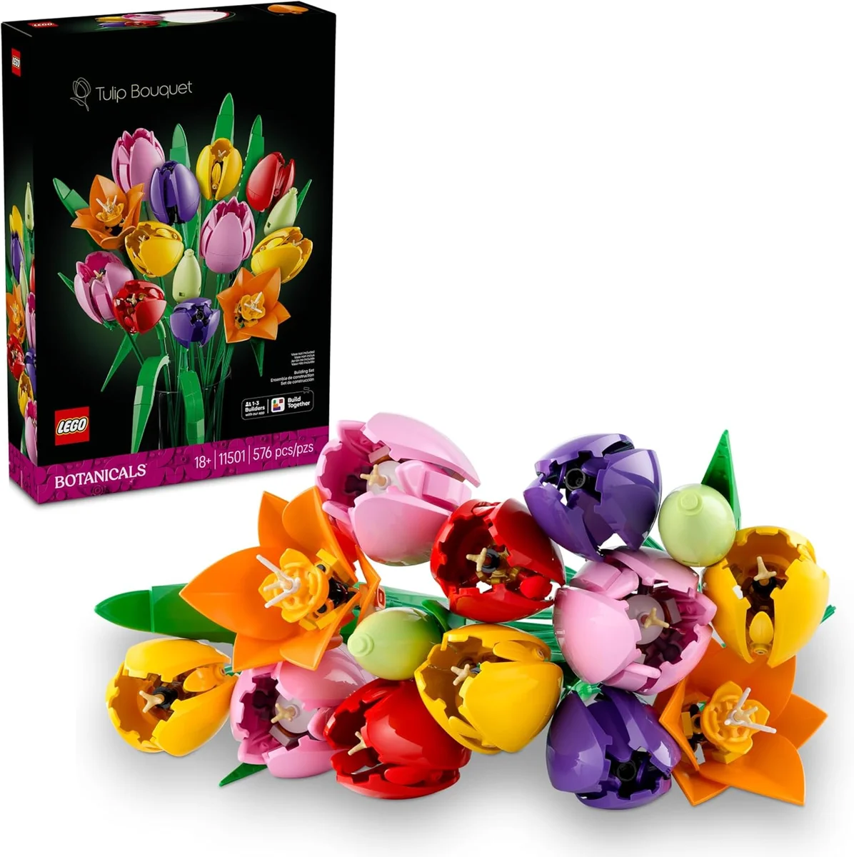LEGO Botanicals Tulip Bouquet Building Set 11501 - 576 Pieces - Multicolor - New