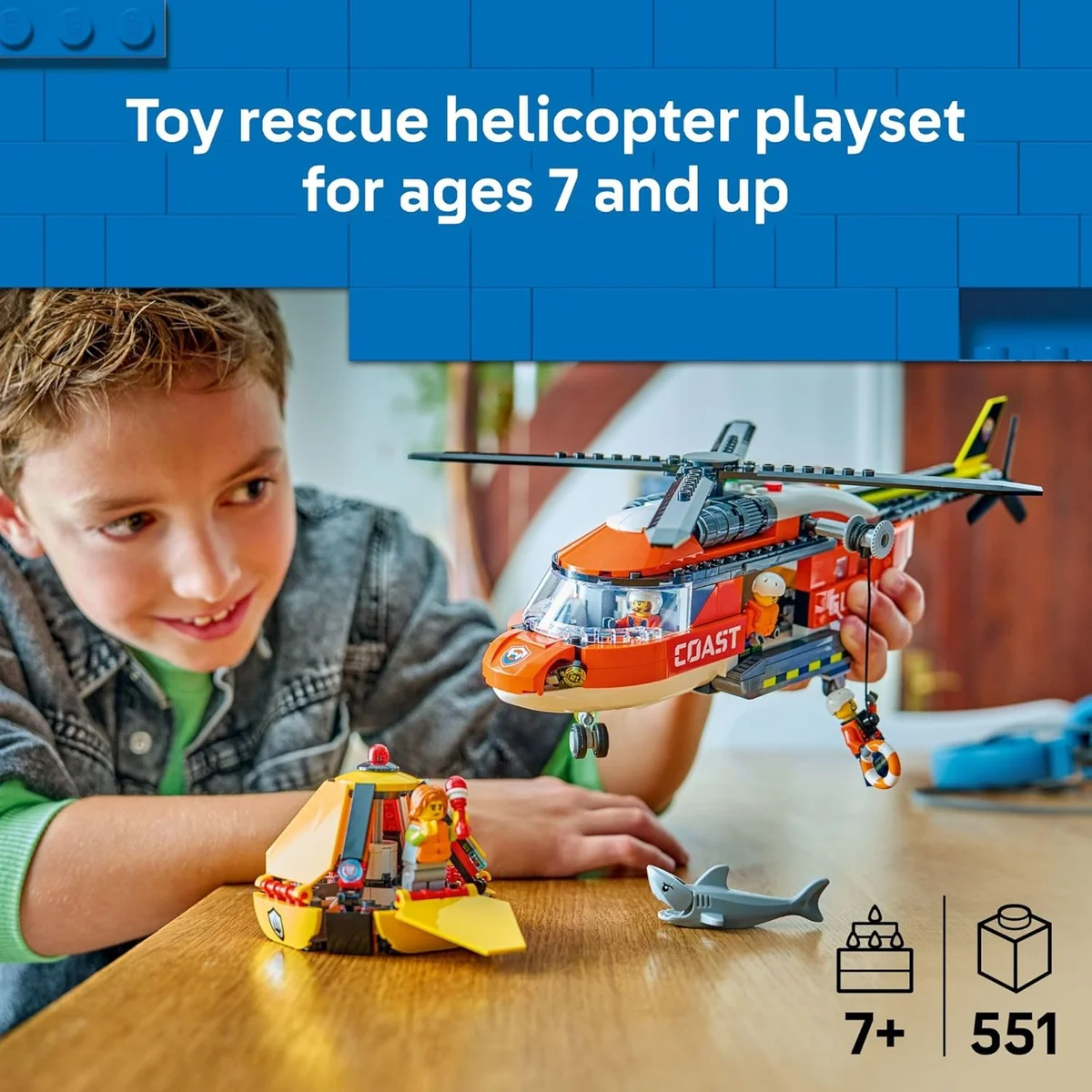 LEGO City Coast Guard Helicopter Building Toy 60503 - Includes 4 Minifigures, Shark, & Rescue Pod Multicolor New image 2