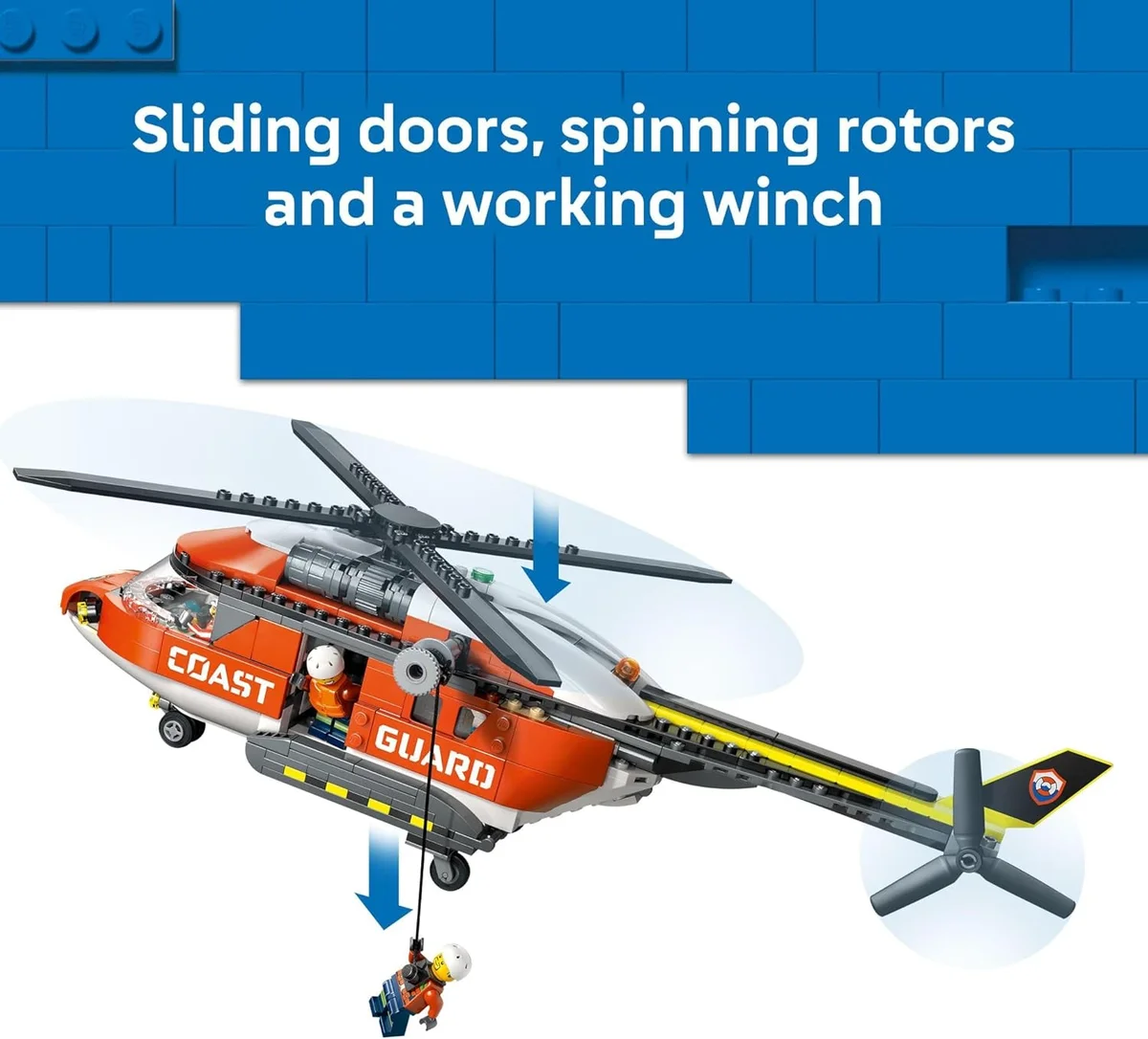LEGO City Coast Guard Helicopter Building Toy 60503 - Includes 4 Minifigures, Shark, & Rescue Pod Multicolor New image 3