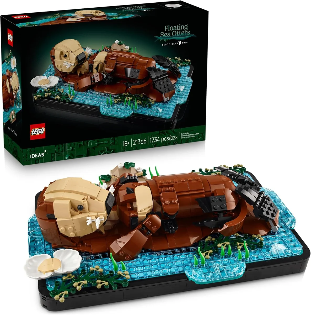 LEGO Ideas Floating Sea Otters Building Set 21366 - 1234 Pieces, Plastic, Multicolor - New