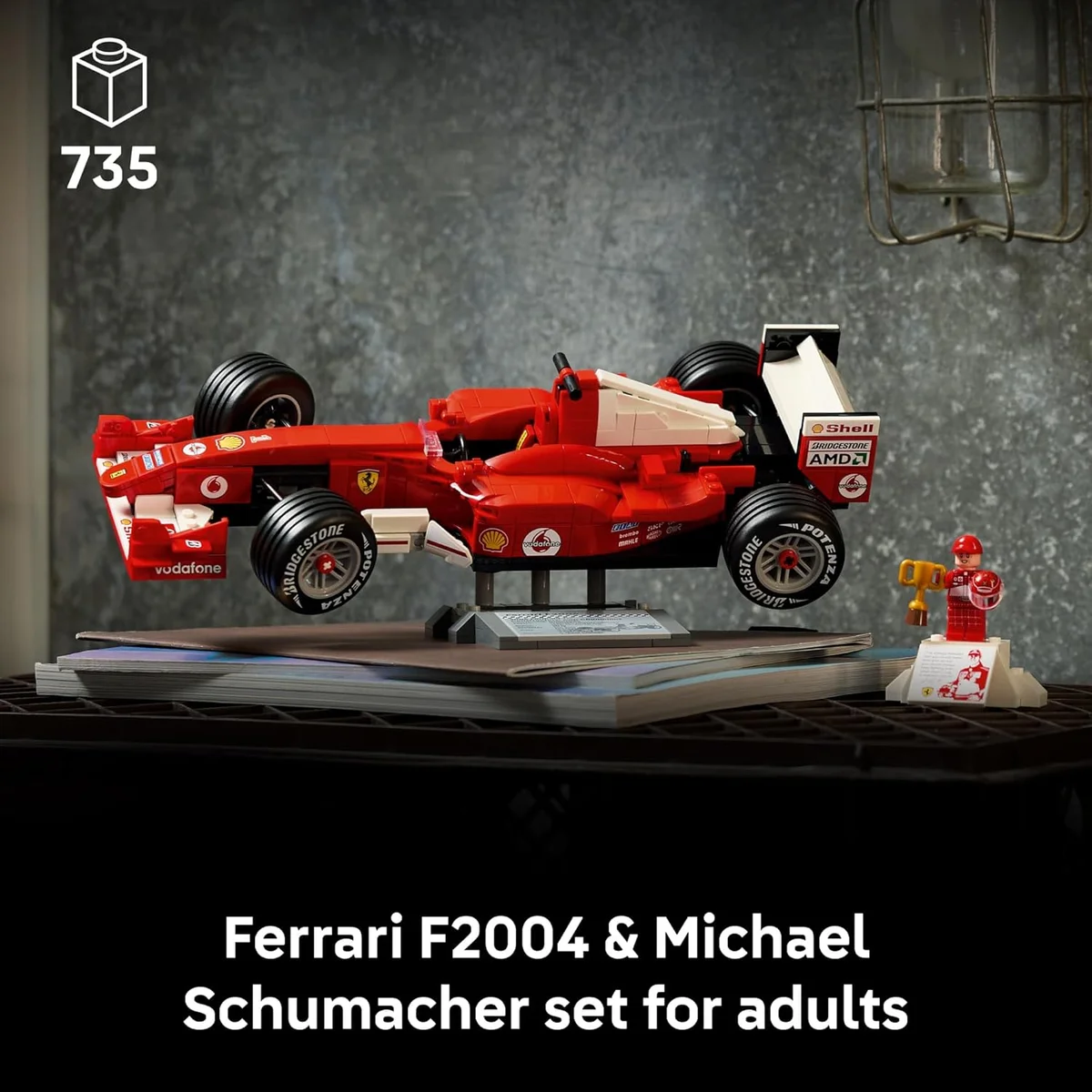 LEGO Icons Ferrari F2004 & Michael Schumacher Building Set 11375 - 735 Pieces Multicolor New image 9