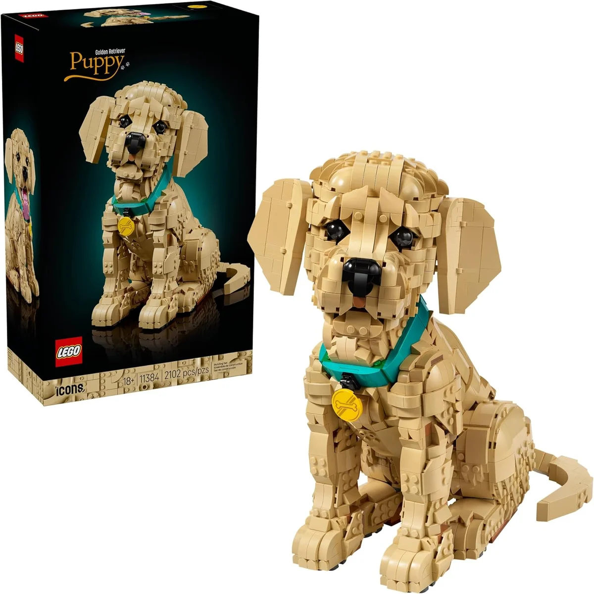 LEGO Icons Golden Retriever Puppy Building Set 11384 Posable Figure Multicolor New