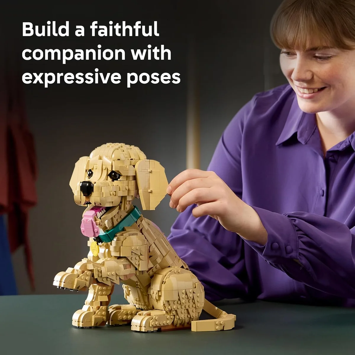 LEGO Icons Golden Retriever Puppy Building Set 11384 Posable Figure Multicolor New image 3