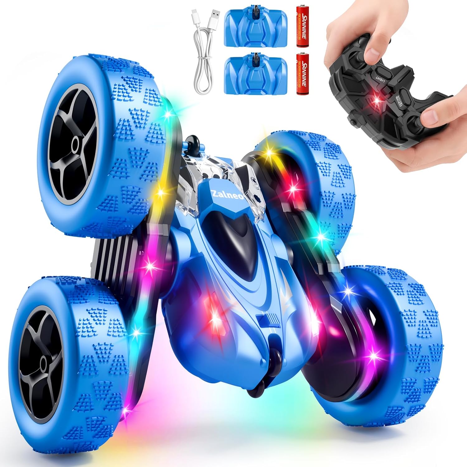 Zalneo Remote Control Stunt Car 4WD 360° Flip Z1 Blue New
