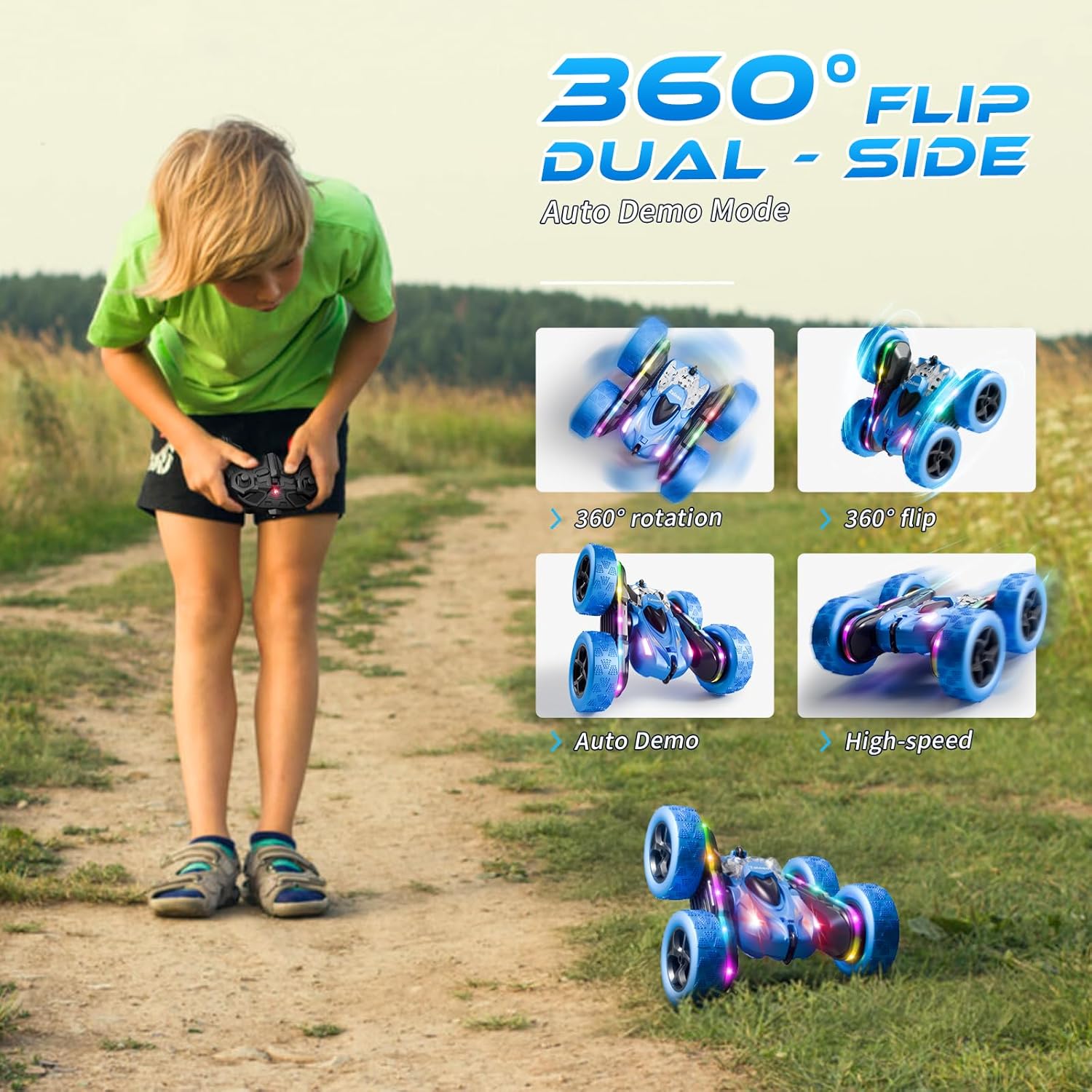 Zalneo Remote Control Stunt Car 4WD 360° Flip Z1 Blue New image 5