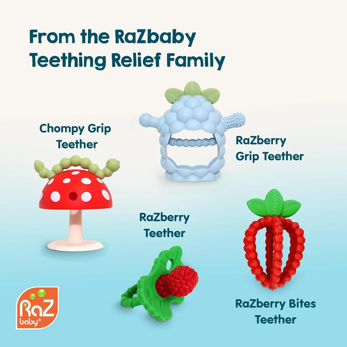 RaZbaby Soft Silicone Infant & Baby Teether Toy 308-CM-RG-POUCH - Massaging Bristles, BPA Free, Red/Green - New image 8