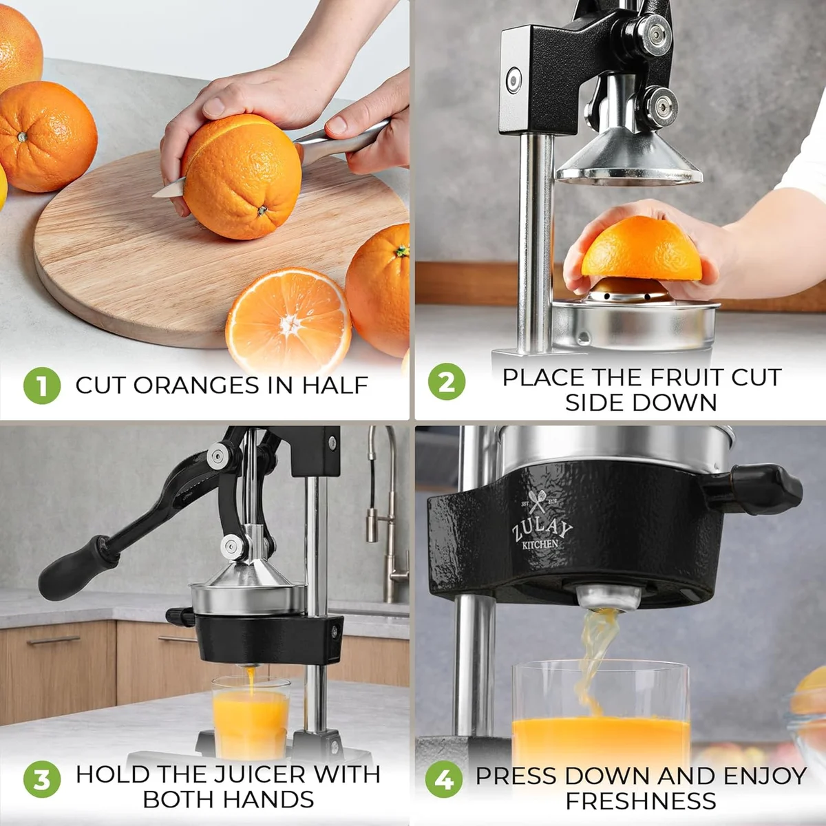 Zulay Kitchen Cast Iron Juicer Manual Citrus Press Heavy-Duty Stainless Steel Black New image 4