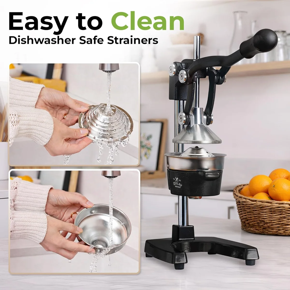 Zulay Kitchen Cast Iron Juicer Manual Citrus Press Heavy-Duty Stainless Steel Black New image 5
