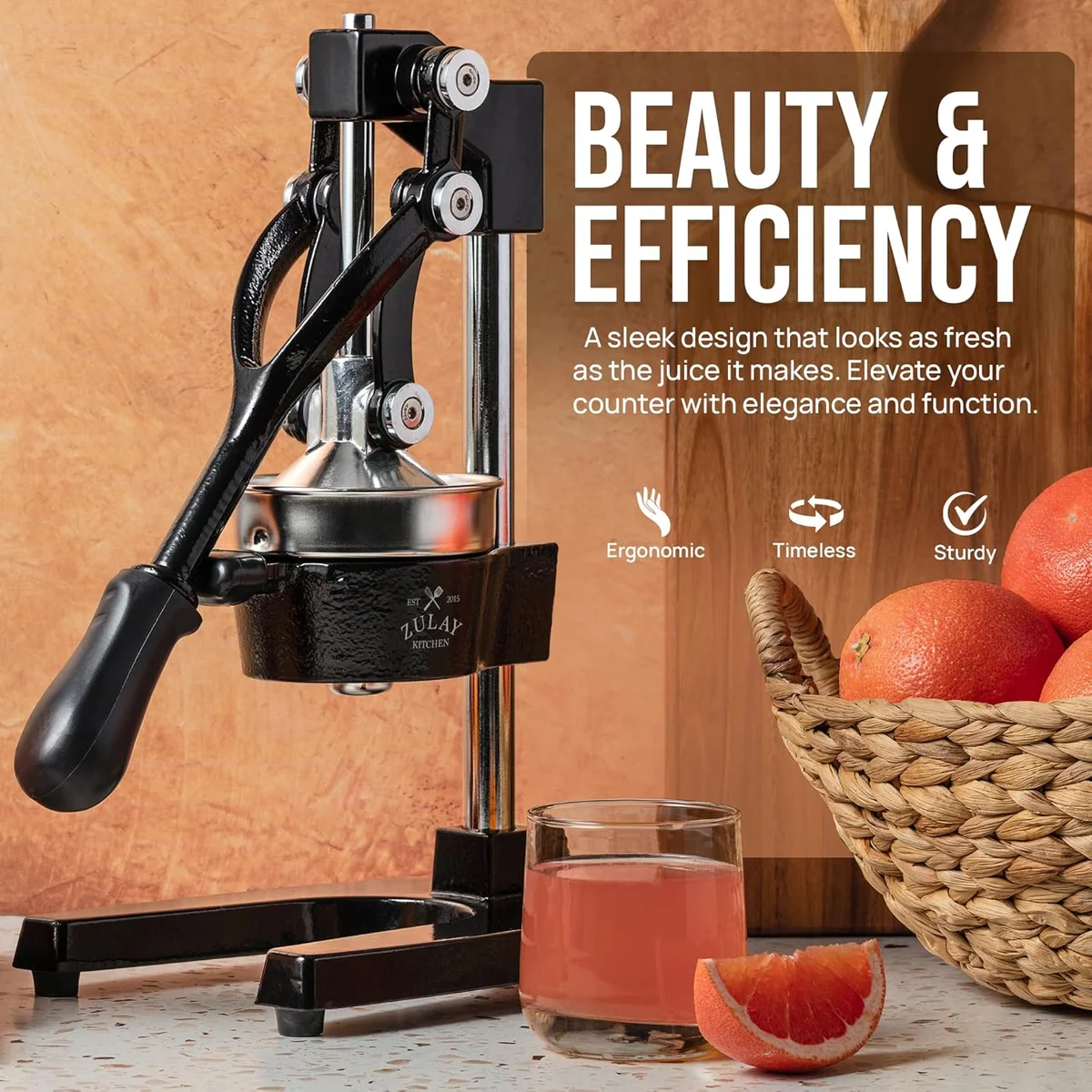 Zulay Kitchen Cast Iron Juicer Manual Citrus Press Heavy-Duty Stainless Steel Black New image 8