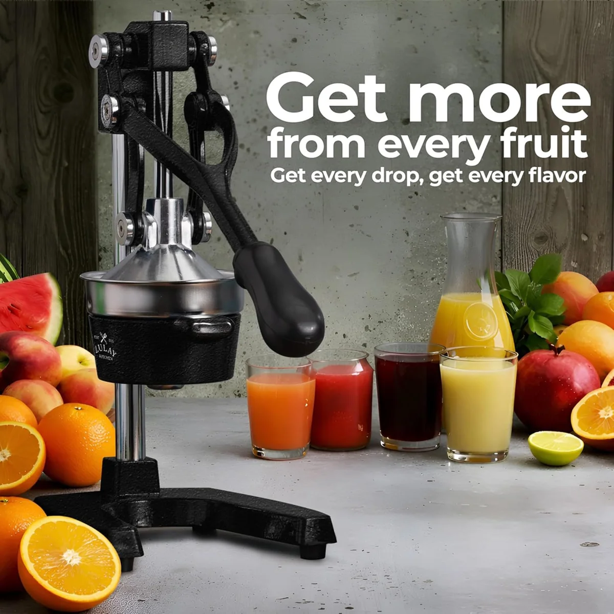 Zulay Kitchen Cast Iron Juicer Manual Citrus Press Heavy-Duty Stainless Steel Black New image 9