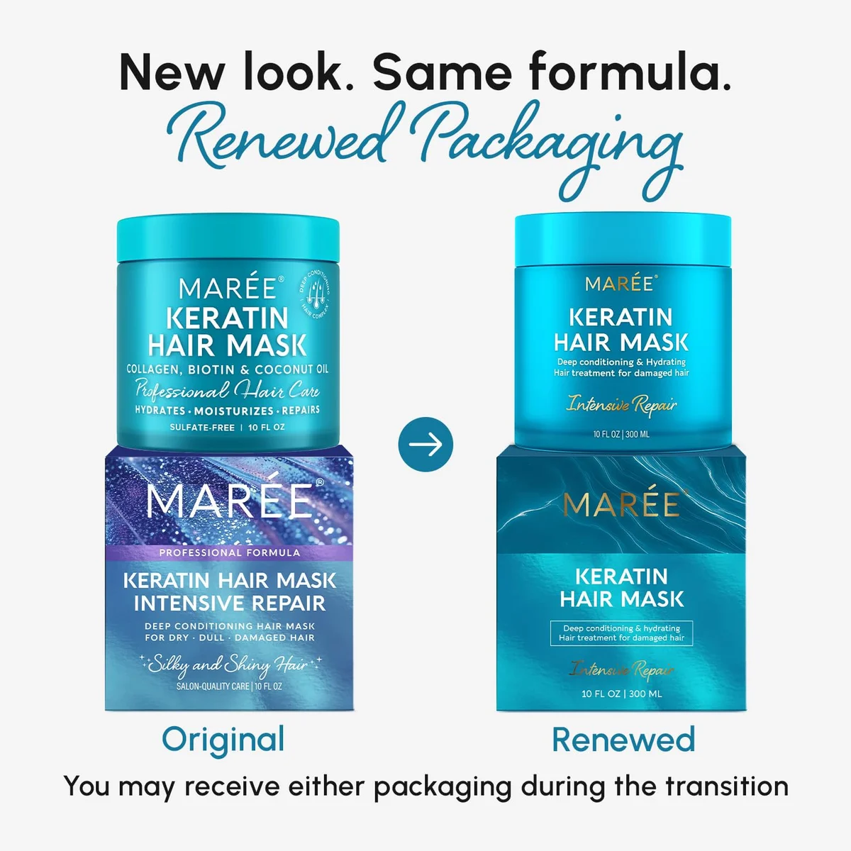 MAREE Deep Conditioning Hair Mask for Damaged Hair Treatment Keratin 10 oz New image 2