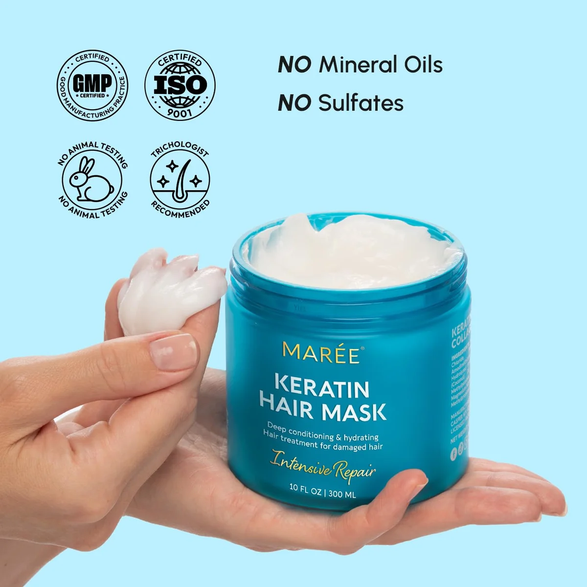 MAREE Deep Conditioning Hair Mask for Damaged Hair Treatment Keratin 10 oz New image 9