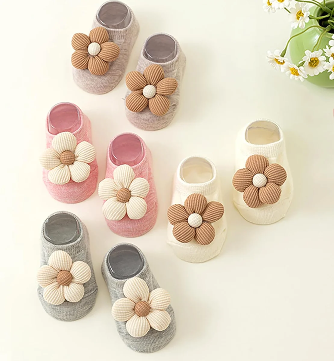 KEAINVRN Baby Girls Socks Flower Non-Slip Grips Low Cut Ankle Socks Multicolor New image 5