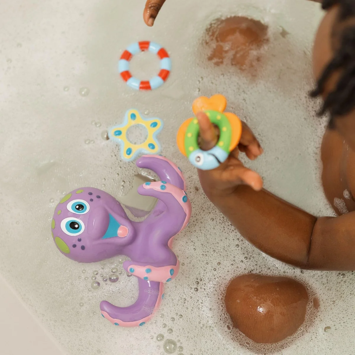Nuby Floating Octopus Bath Toy 6257 with 3 Hoopla Rings - Rubber - New image 10