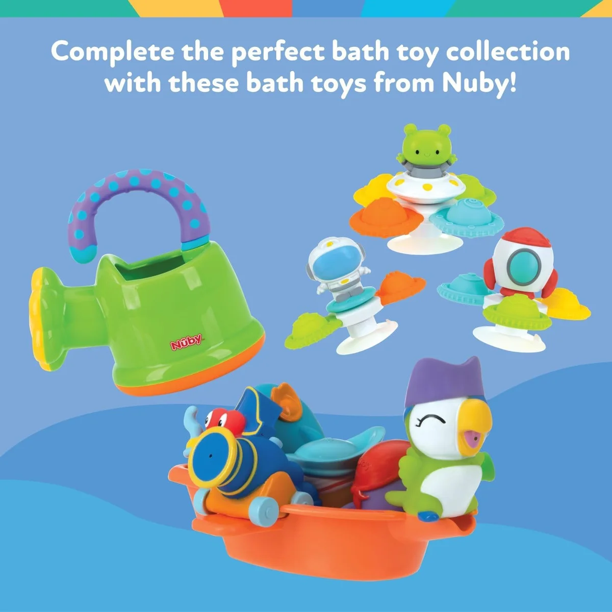 Nuby Floating Octopus Bath Toy 6257 with 3 Hoopla Rings - Rubber - New image 7