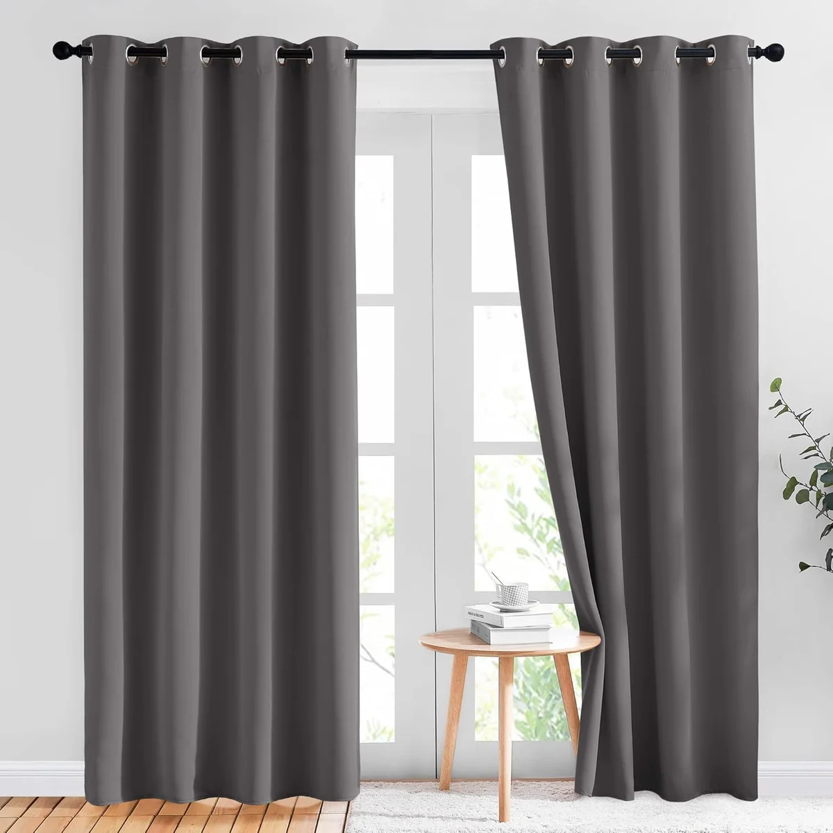 NICETOWN Gray Blackout Curtains 84" Long Grommet Thermal Drapes W52 x L84 New