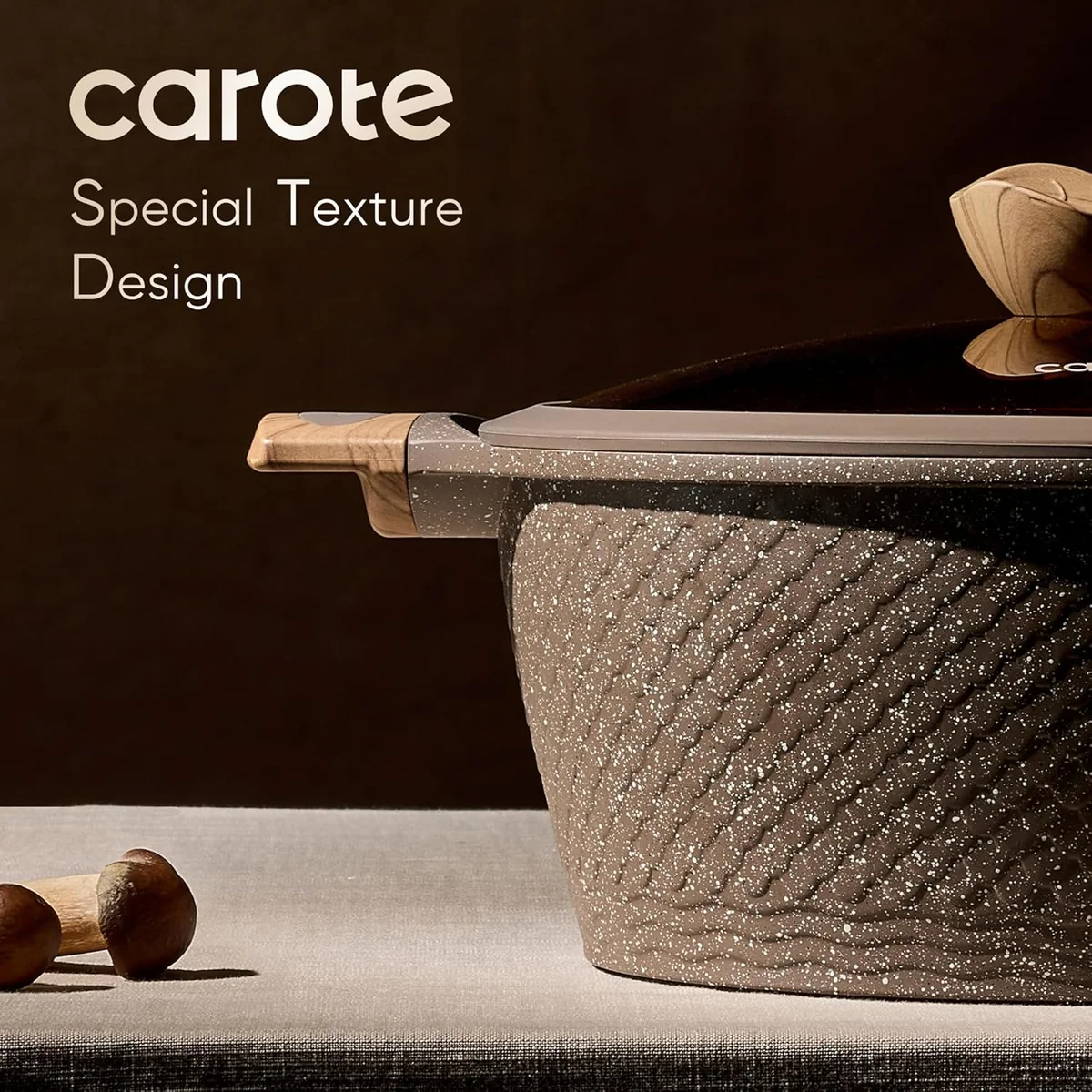 CAROTE 26PCS Pots and Pans Set Non Stick A12863 Induction Compatible Aluminum Brown New image 5