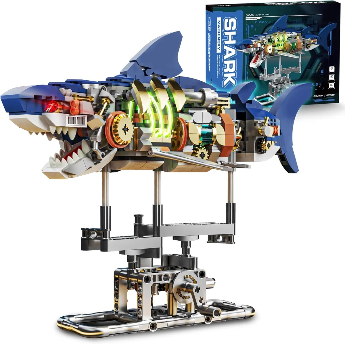 PLAYNENO Mechanical Shark Building Block Set 687 PCS Movable Sea Animal Plastic New