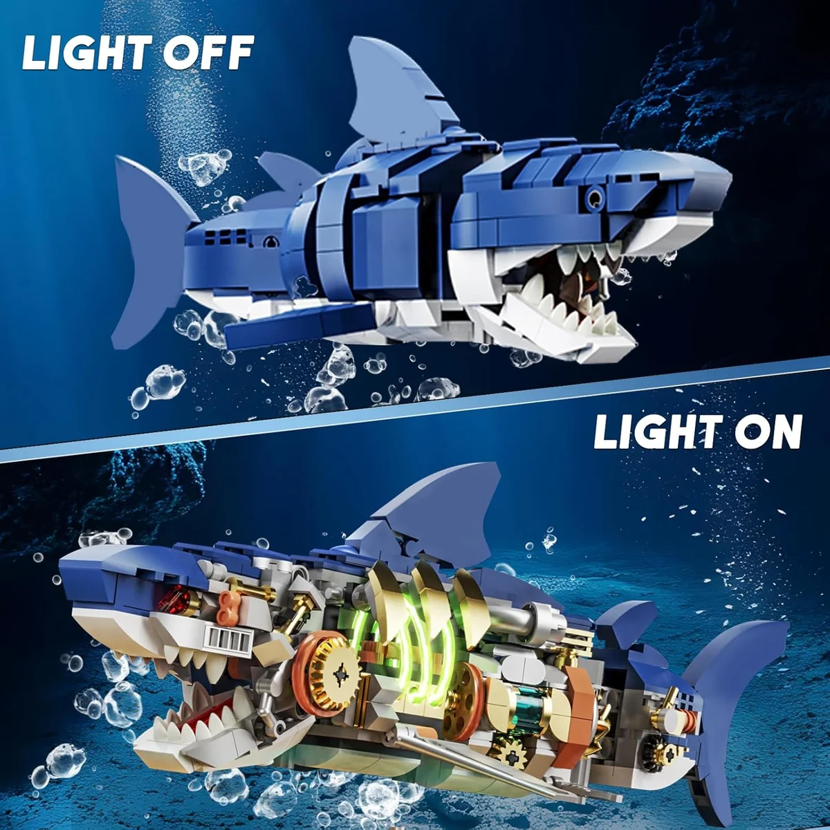 PLAYNENO Mechanical Shark Building Block Set 687 PCS Movable Sea Animal Plastic New image 6