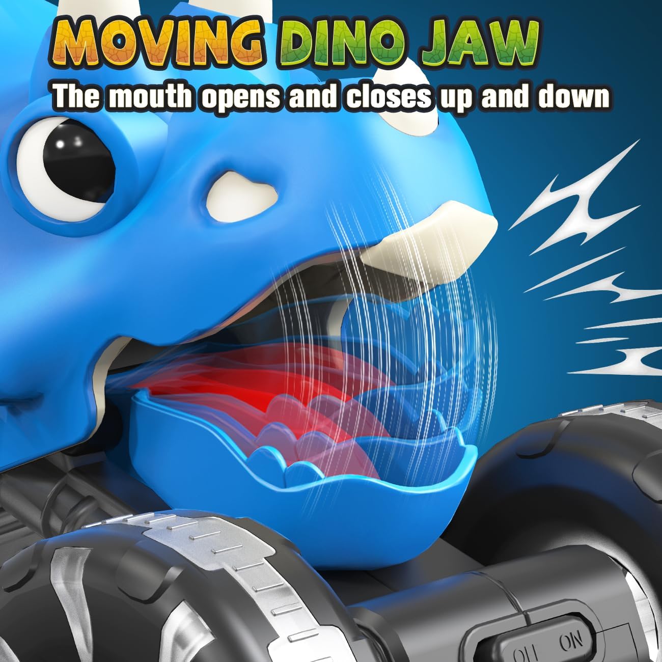 NARRIO Dinosaur Monster Trucks for Toddlers 2-4 Toy Cars 3 Pack Light-Up Truck Blue-Green-Red New image 3