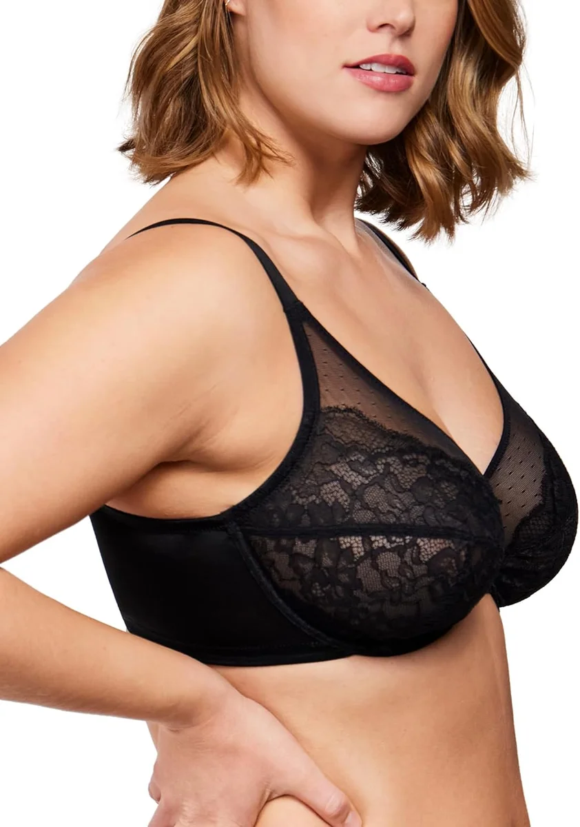 HSIA Minimizer Bras Enchante Full Coverage Underwire Bra 40C Floral Lace Black New image 7